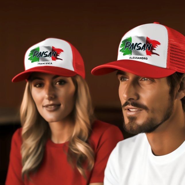 Boné Paisan BrushAVC Sinalizador Italiano Personalizado (Paisan Funny Italian
Personalized Trucker Hat)