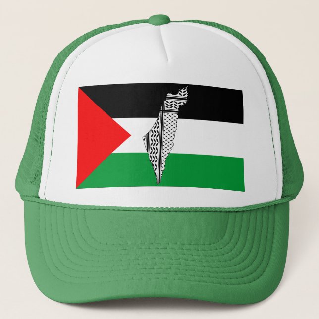 Boné Palestina - Bandeira e Mapa com Padrão Keffiyeg (Frente)
