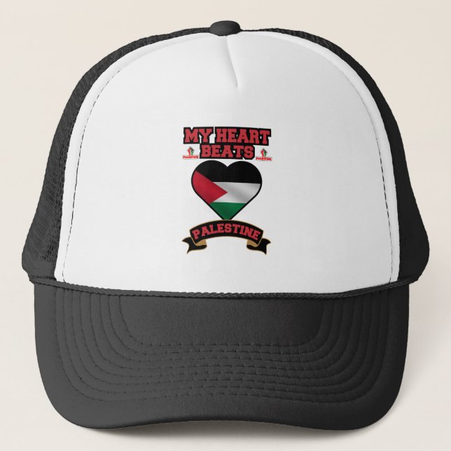 Boné Palestina Sinalizador de Coração Apoia Orgulho da  (Frente)