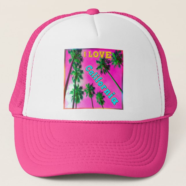 Boné "Palm Sky: EU AMO Califórnia 3" Chapéu (Frente)