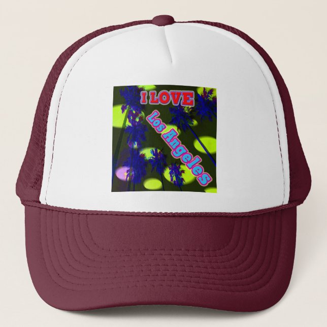 Boné "Palm Sky: EU AMO Los Angeles 3" Chapéu (Frente)