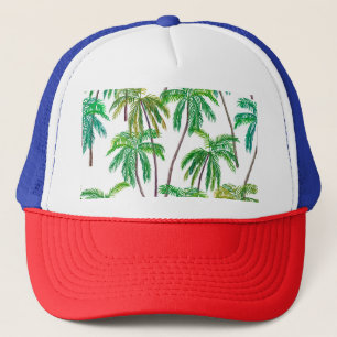 Boné Palmas acrílicas: Textura têxtil de verão.