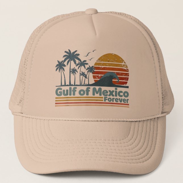 Boné Palmas do Golfo do México Férias de Verão  (Frente)