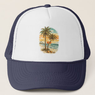 Boné Palmeira - Estilo Retrô Sol de Verão Praia Tropica