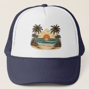 Boné Palmeira - Estilo Retrô Sol de Verão Praia Tropica
