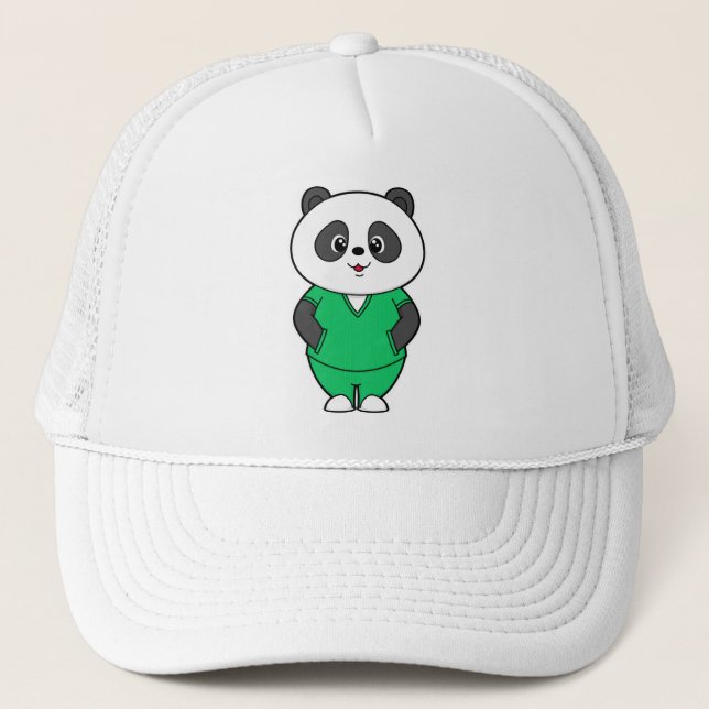 Boné Panda como Enfermeira com Jaleco (Frente)