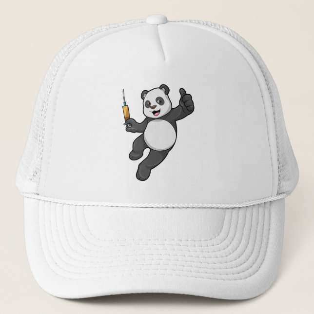 Boné Panda na Vacinação com Seringa (Frente)