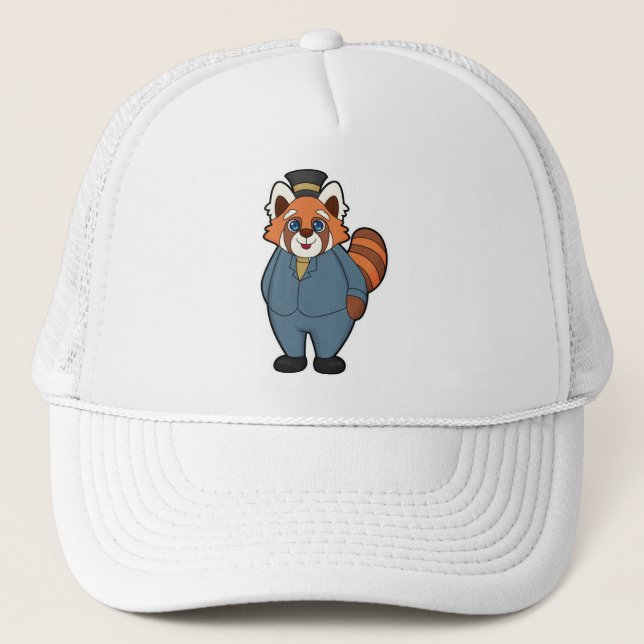 Boné Panda Vermelha como Groom com Chapéu (Frente)