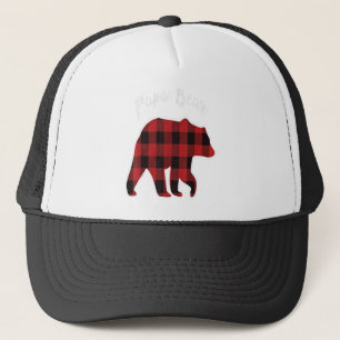 Boné PAPA BEAR Men Red Xadrez Natal Família Pajama Da