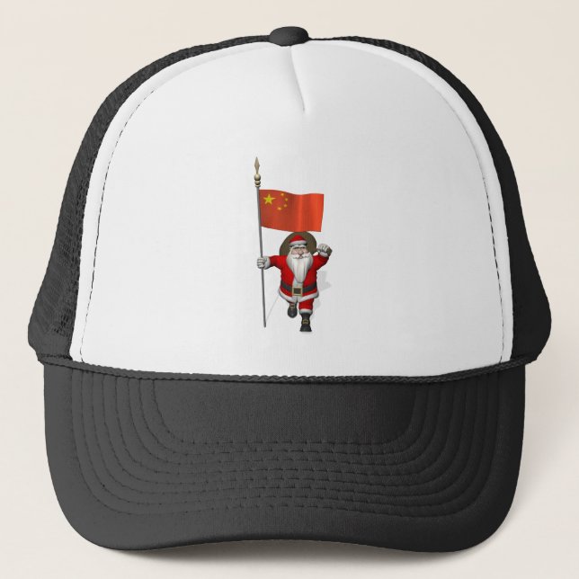 Boné Papai Noel Com Bandeira Da China (Frente)
