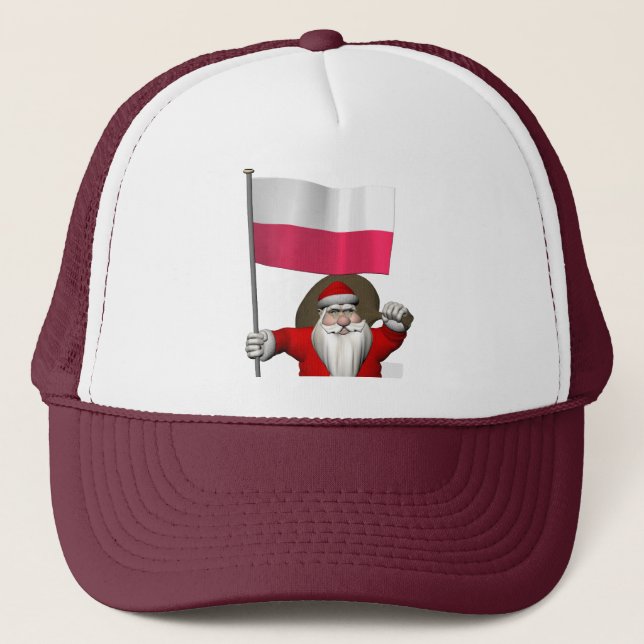 Boné Papai Noel Com Bandeira De Polônia (Frente)
