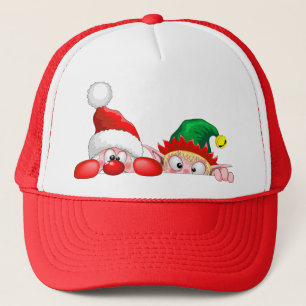 Boné Papai Noel e Elfo Fofo e engraçado Cartoon de Nata