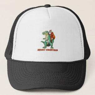 Boné Papai Noel montando dinossauro, Trex Papai Noel, N