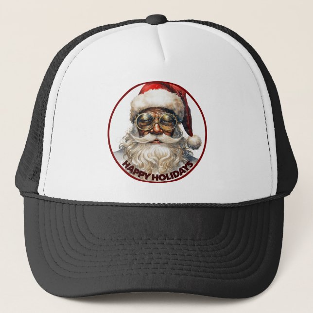 Boné Papai Noel Negro Feliz Feriado Kwanzaa Afro-Americ (Frente)