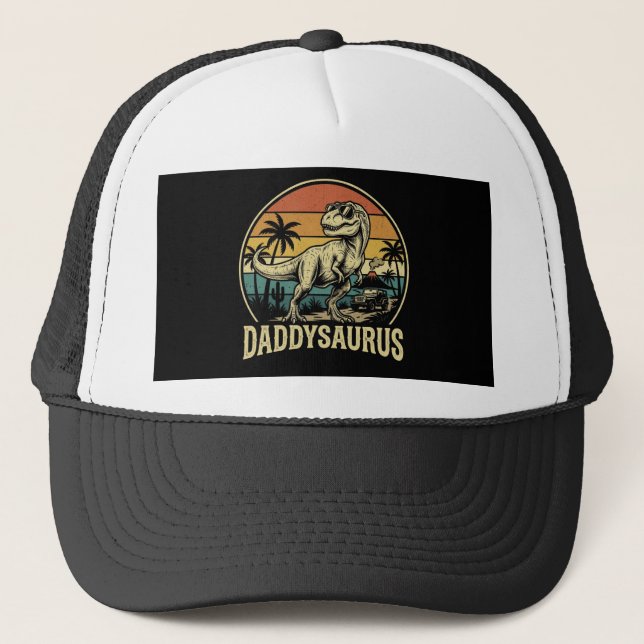 Boné Papai Trex Dinossauro Daddysaurus Retro Dia dos Pa (Frente)
