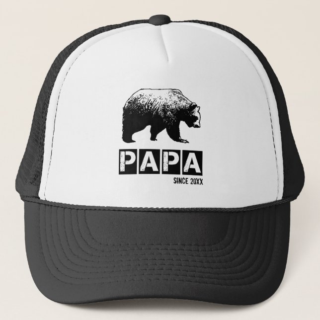Boné Papai Urso Grunge Desde Ano da Paternidade Preto (Frente)