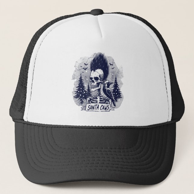 Boné Papais noeis do Esqueleto de Natal e Raven (Frente)