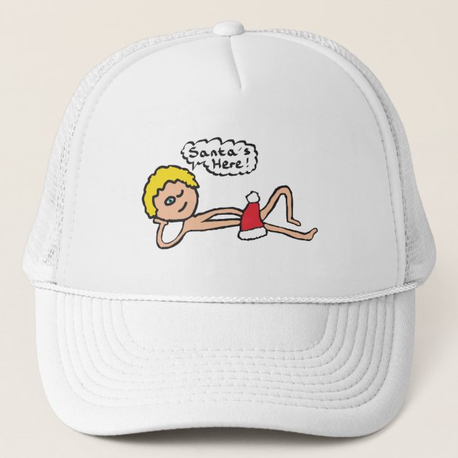 Boné Papais noeis Engraçados Aqui Humor Xmas (Frente)