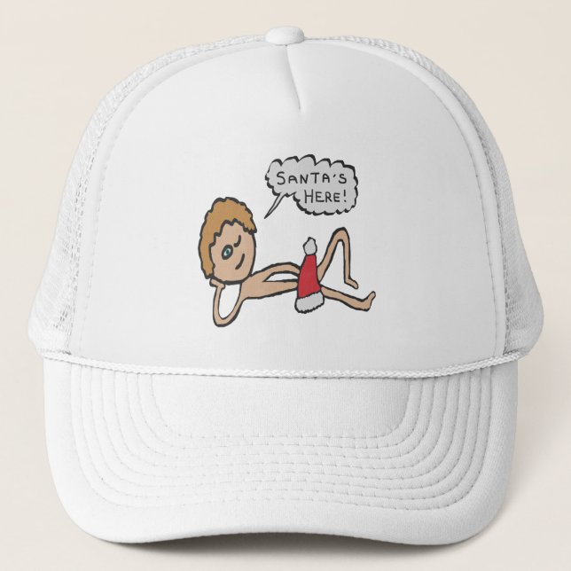 Boné Papais noeis Engraçados Aqui Humor Xmas (Frente)