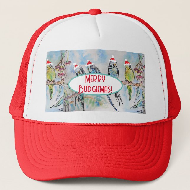 Boné Papais noeis Orçamentando Pássaro de Pintura de Aq (Frente)