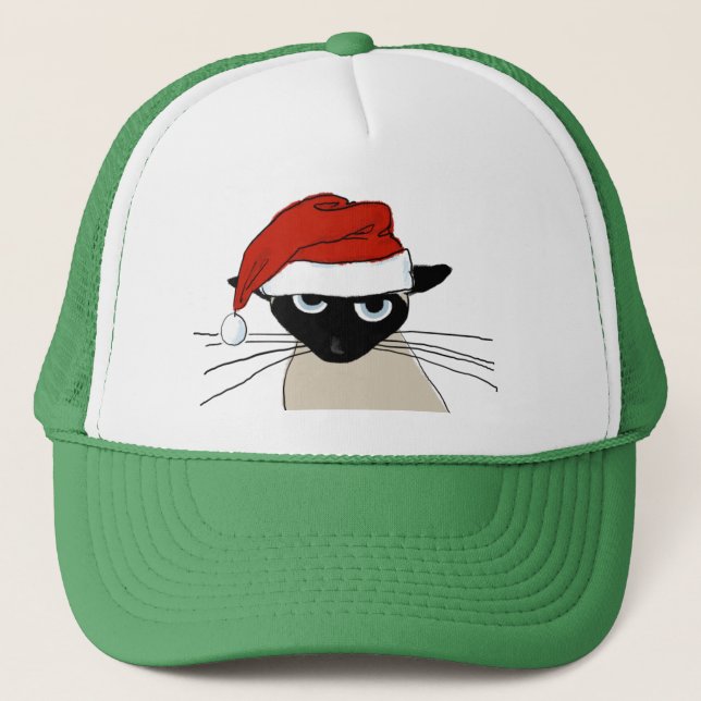 Boné Papais noeis Siameses - Feriado Natal Natal Gato d (Frente)
