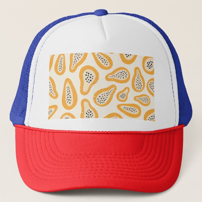 Boné Papaya Tropical: Grunge, Desenho Mão. (Frente)