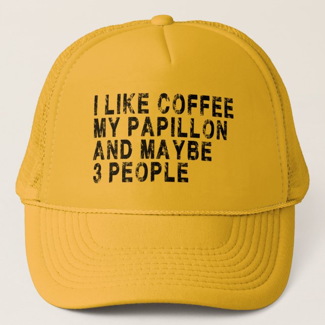 Boné Papillon Dog Proprietário do Café Lover Engraçado  (Frente)