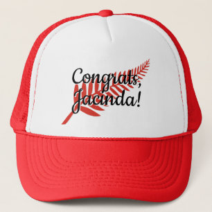 Boné Parabéns, Jacinda! Fern de texto personalizado e 