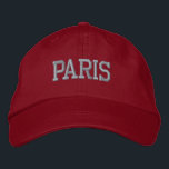 Boné PARIS Bordado Cinza em Vermelho<br><div class="desc">PARIS Chapéu de Algodão Vermelho com Bordado Cinza. Faz um presente maravilhoso para qualquer pessoa que ama Paris, França! Se você preferir ter seu texto pessoal, basta selecionar o botão "Personalizar este modelo" para inserir sua escolha de texto personalizado. O bordado também é personalizável para outras opções de cores, selecionando...</div>
