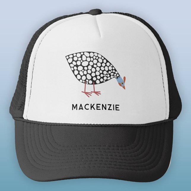 Boné Pássaro Guineafowl Personalizado (Fun personalized custom name or text Guineafowl trucker hat for bird lovers)