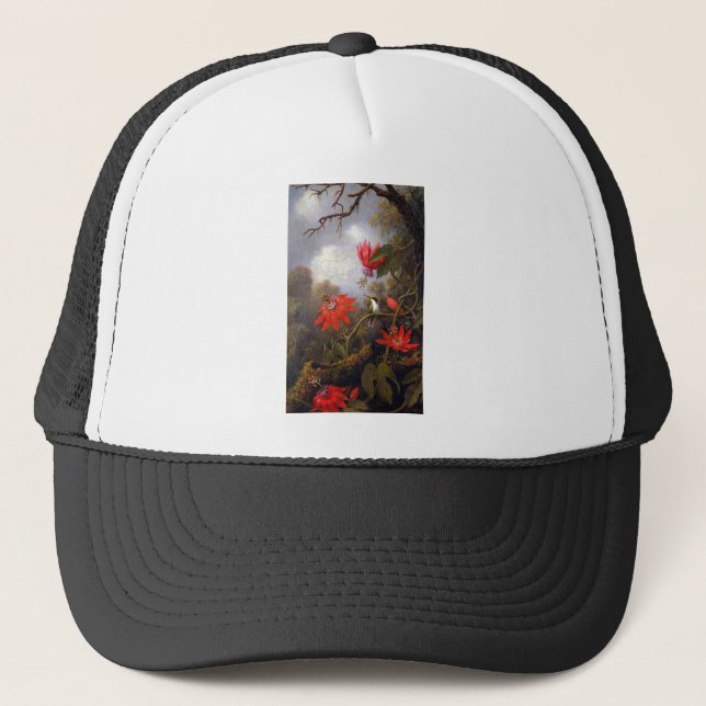 Boné Pássaros humanos e flores apaixonadas (Frente)