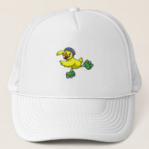 Boné Pato como skater com Skates e capacete