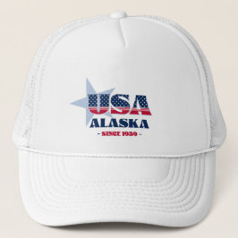 Boné Patriotic Alaska Typografia Trucker Hat