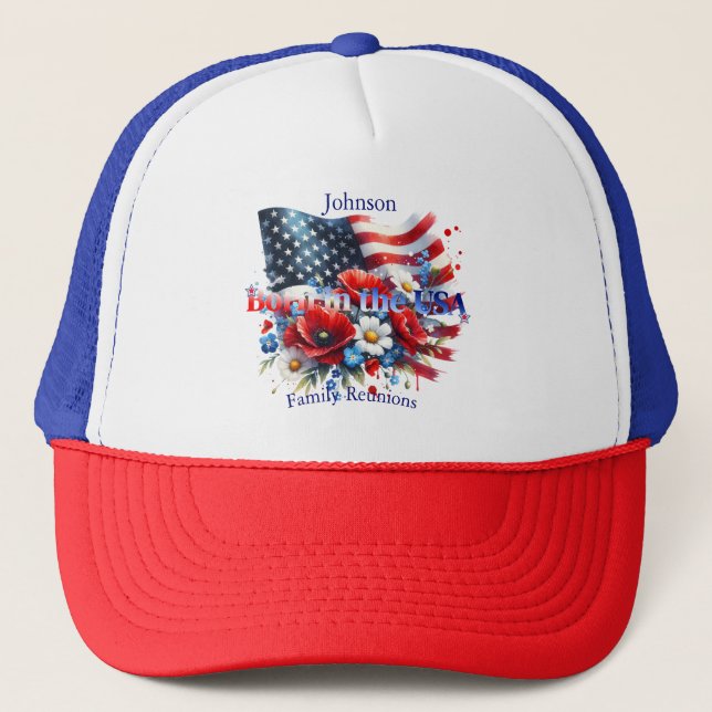 Boné Patriotic Born in the USA Personalizable Family (Frente)