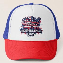 Boné Patriotic Fourth July Graffiti Flag Trucker Hat