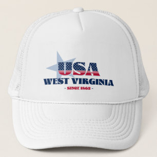 Boné Patriotic West Virginia Typografia Trucker Hat