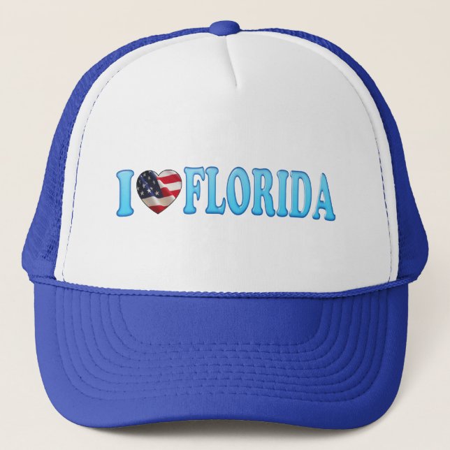 Boné Patriótico Eu amo a Flórida na bandeira americana (Frente)