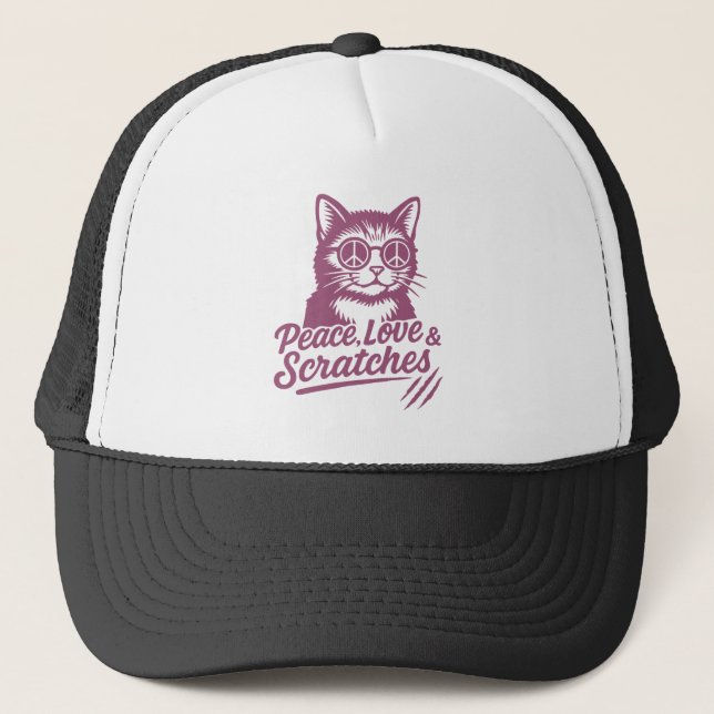 Boné Paz, Amor & Arranhões Gato Engraçado (Frente)