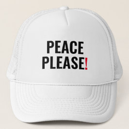 Boné Paz, por favor, texto vermelho-branco preto contra