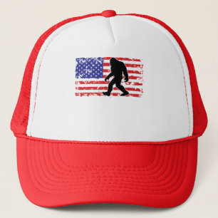Boné Pé-grande numa bandeira americana