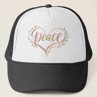 Boné Peace Heart Hand Lettered Boho