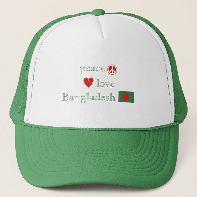 Boné Peace Love Bangladesh Heart Flag de Bangladesh (Frente)