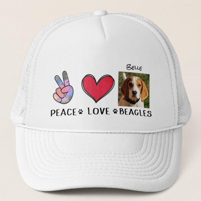 Boné Peace Love Beagle Dog Aloja Hélice De Caminhão (Frente)