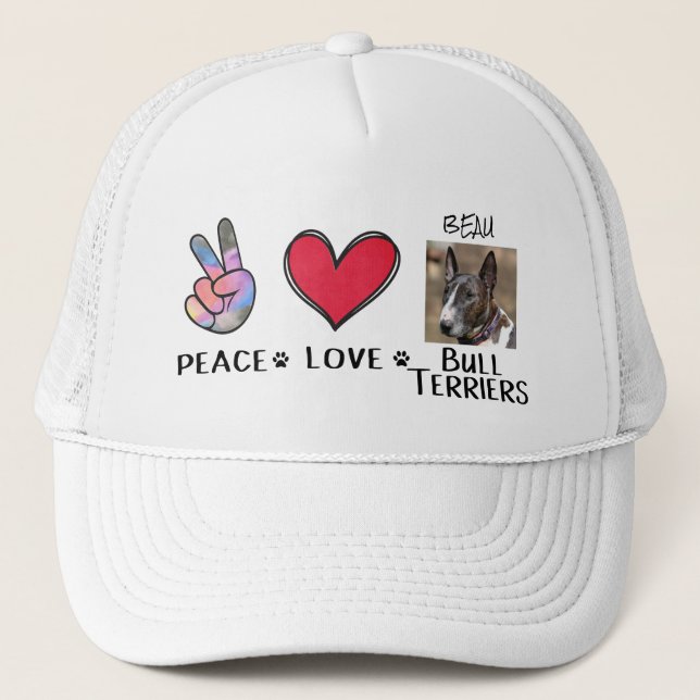Boné Peace Love Bull Terriers Dog Empresta Hélice (Frente)
