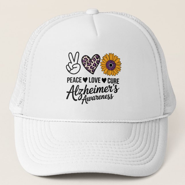 Boné PEACE LOVE CURE Alzheimer (Frente)
