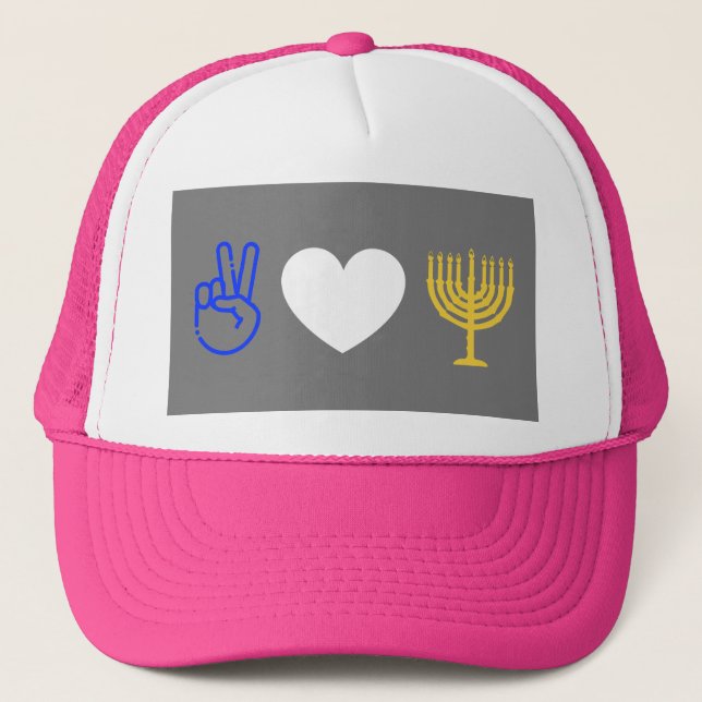 Boné Peace Love & Hanukkah Trucker Hat (Frente)