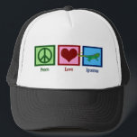 Boné Peace Love Iguanas<br><div class="desc">Um sinal de paz, coração, e uma bela iguana verde. Eu adoro presentes legal para o meu animal de estimação favorito.</div>