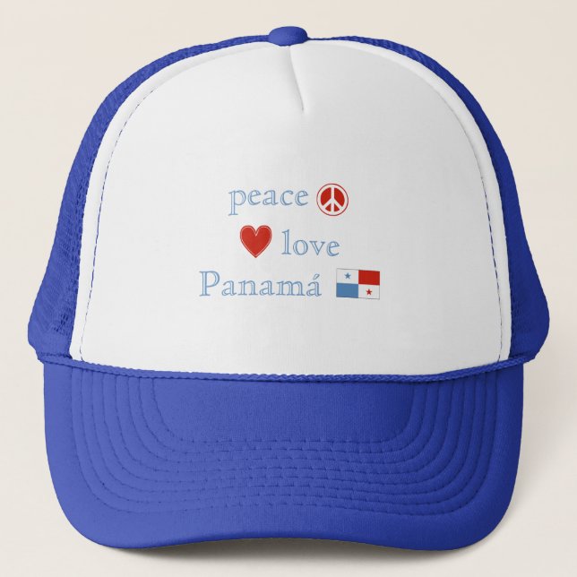 Boné Peace Love Panama Heart Panamanian Flag (Frente)