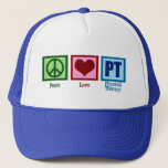 Boné Peace Love Physical Therapist<br><div class="desc">Um sinal de paz,  coração,  e as letras PT para a fisioterapia.</div>
