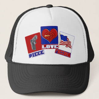 BONÉ PECE (PAZ) AMOR (CORAÇÃO) LIBERDADE (BANDEIRA DOS